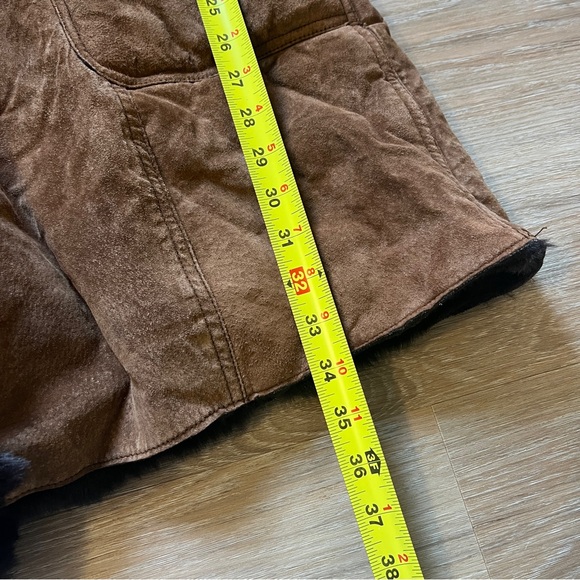 Vintage Fashion Elements Suede Coat faux Fur Collar Brown Small penny lane 70s - Picture 8 of 10